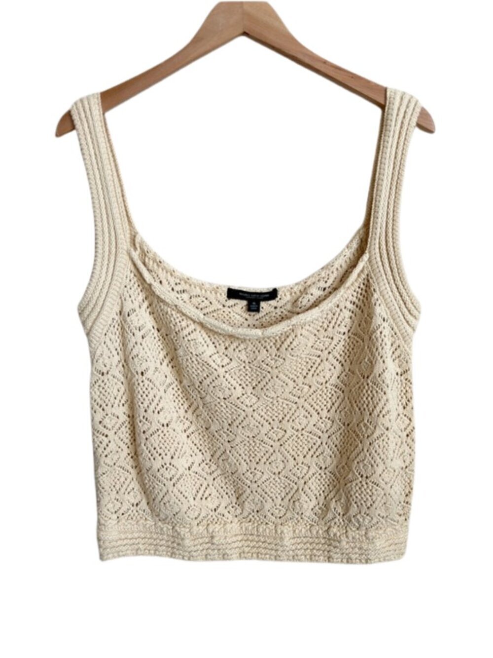 Marc New York Cotton Crochet Tank Top XL Cream Boho Cottagecore Y2K Festival